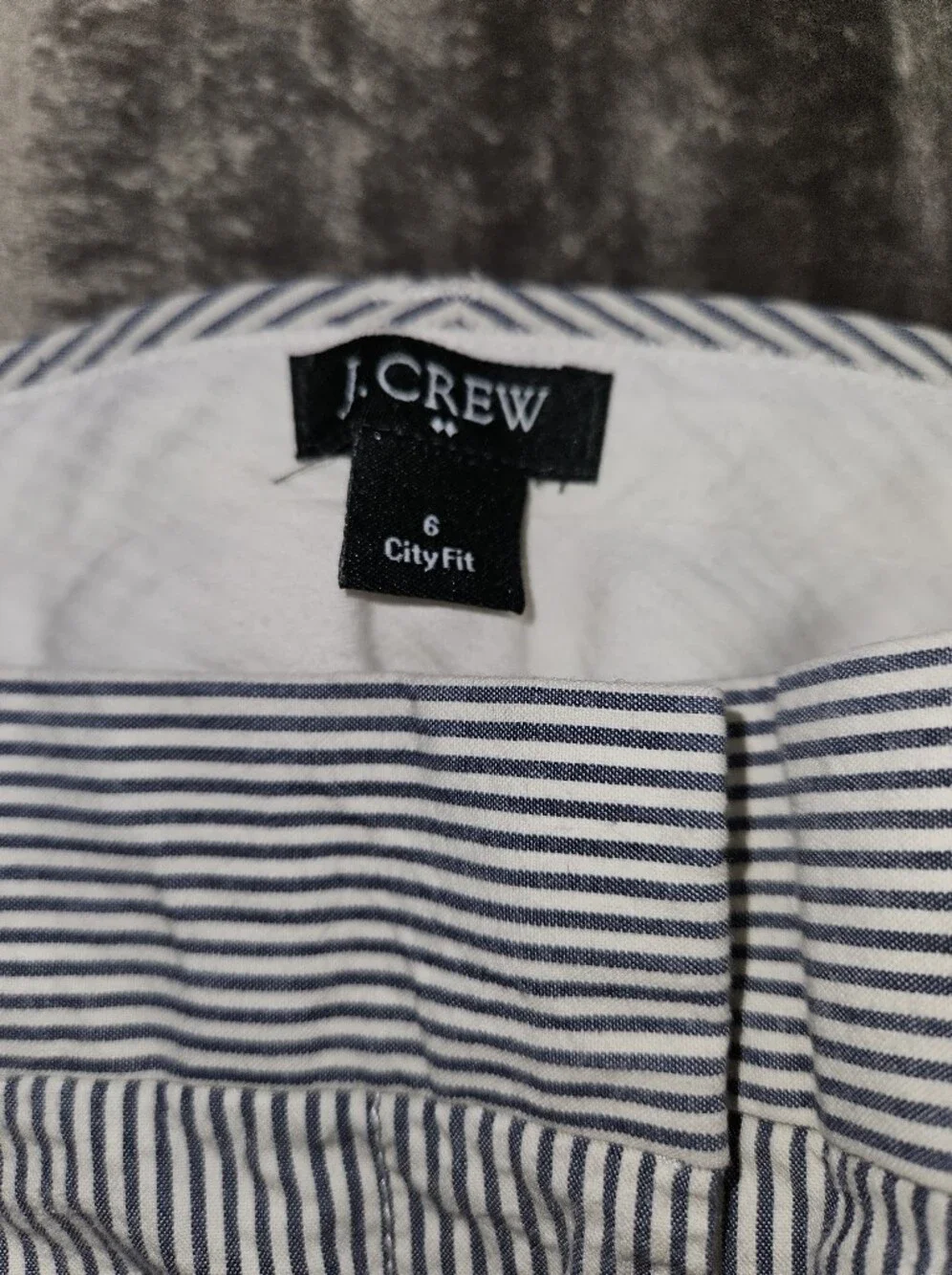 J. Crew City Fit Navy and White Striped Trousers Sz 6 Preppy Nautical Parisian